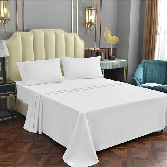 NEW Bamboo Sheet Set Black 4 Piece Bamboo Sheets Soft Breathable Fitted Sheet 16 - Picture 6 of 8